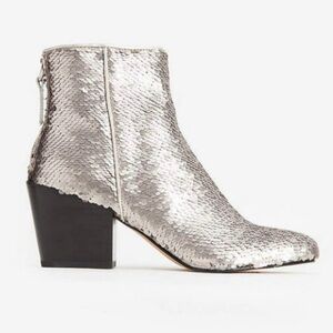 Dolce Vita Coltyn Silver Sequin Ankle Boots - 9.5 - Like New